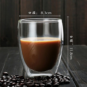 Tasse à café en verre à double paroi, diamètre 8,3 cm, hauteur 11,8 cm, transparente, pour café et thé - Product Image 1