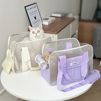 Sac de transport léger et respirant en polyester réglable pour animaux de compagnie (chiens et chats de petite taille) avec fermeture à bouton pour les voyages en extérieur