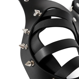 Knight Black Rivet Máscara de cuero Boquilla Headgear Role Play Props Juguetes sexuales para adultos - Product Image 5