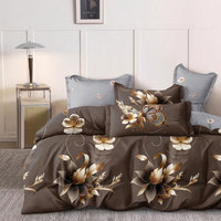 Ensemble de housse de couette imprimé de luxe 4 pièces personnalisé 100% tissu en microfibre de polyester motif floral 300TC écologique confortable