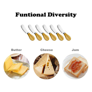 Divaricatori per formaggio con coltello da burro in acciaio inossidabile da 5 pollici con Set di coltelli per spalmatore di burro con manico in bambù - Product Image 6