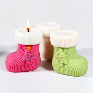Moule en résine en forme de chaussette de Noël en gros, moule en silicone 3D DIY pour bougies parfumées et décoration intérieure - Product Image 2