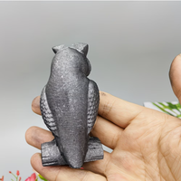 Figurine d'hibou en Shungite noire naturelle polie, artisanale, pour décoration de table moderne à la maison ou au bureau, cadeau unique en pierre précieuse en forme d'animal