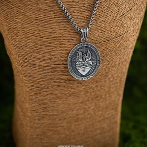 Collar con Colgante del Sagrado Corazón de Jesús, Joyería Religiosa de Acero Inoxidable, Medallón Devocional Católico Cristiano, Cadena para Hombre - Product Image 5