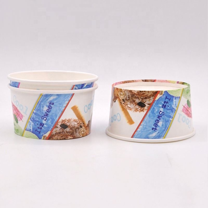 New Design Disposable Custom Logo 16 oz Ice Cream Paper Cup With Lid