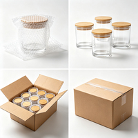 Frasco de Vidrio Transparente de Lujo de 200 ml para Velas con Tapa de Bambú, Frascos de Velas Vacíos Resistentes al Calor, Decoración para el Hogar para Días Festivos y Ocasiones Especiales