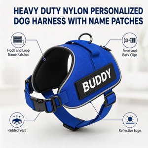 Heavy Duty Nylon Personalized <b>Dog</b> <b>Harness</b> with Name Patches for Small Medium Large <b>Dogs</b> Factory Wholesale Reflective Comfortable - Product Image 3