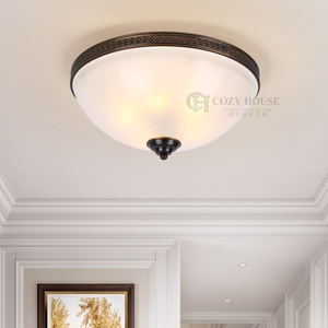 Đèn Trần màu đen retro, Chao đèn thủy tinh tròn, đèn trang trí phòng ngủ - Product Image 4