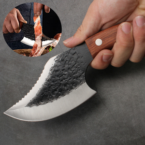 Coltello da Macellaio Forgiato Multiuso con Manico in Legno di Rosa per Tagliare Carne e Verdure - Product Image 2