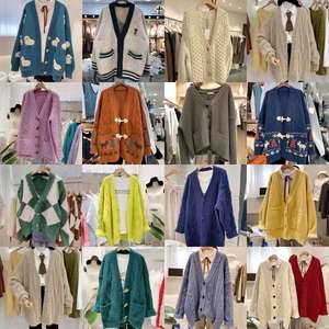 Cardigan en maille pour <span class=keywords><strong>femme</strong></span> couleur <span class=keywords><strong>pastel</strong></span>, orné de motifs floraux, coupe ample, idéal printemps-automne, vente en gros - Product Image 4