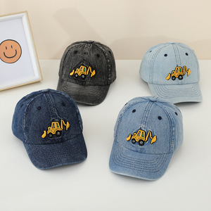 Cappellino da Baseball per ragazze cappello da cowboy lavato cappello da cowboy cartone animato escavatore anatra ricamato cappello con lingua nuovo design protezione solare - Product Image 2