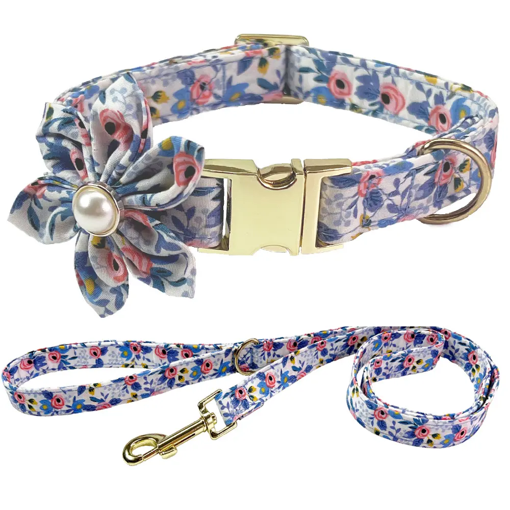 Individueller Farbdruck Hundehalsband und Leinenset individuelles Logo und Farbe wasserdichtes Haustier-Hochzeitshalsband