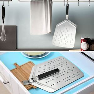Boda 12 pulgadas Turner Paddle Ecológico Aluminio Pizza Peel Desechable Perforado <span class=keywords><strong>Pala</strong></span> plegable <span class=keywords><strong>para</strong></span> uso en <span class=keywords><strong>horno</strong></span> doméstico al por mayor - Product Image 5