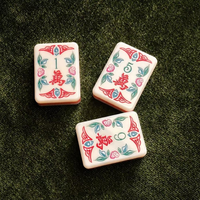 Jeu de Mahjong Chinois Rose Thème Esthétique 3 Couches Perle Rose, Tuiles à Motifs Floraux Exquises, Tendance pour Fêtes à Domicile et Jeux de Table