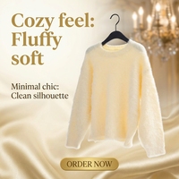 Pull en maille décontracté pour femme, coupe ample, respirant, avec mélange de laine, col rond, idéal pour l'hiver