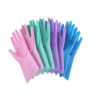 Silicone Magic Gloves Korean Durable Non-slip Waterproof Gloves With Brush