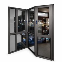 Ventana Abatible de Esquina de Aleación de Aluminio con Vidrio Transparente y Marco Negro Moderno para Casa, Villa o Apartamento