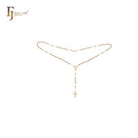 Collier chapelet catholique FJ Fallon Fashion Jewelry Vierge de Guadalupe italienne en or 14 carats – Échantillon disponible