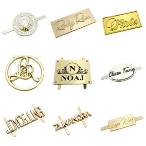 Design Engraved Gold Brand Logo Custom Accessories Clip Metal Tag Label Plate For Bag
