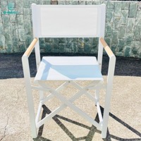 Chaise pliante en aluminium de haute qualité pour le camping, imperméable, avec accoudoirs en plastique imitation bois, idéale pour les directeurs et l'utilisation en extérieur dans les parcs.