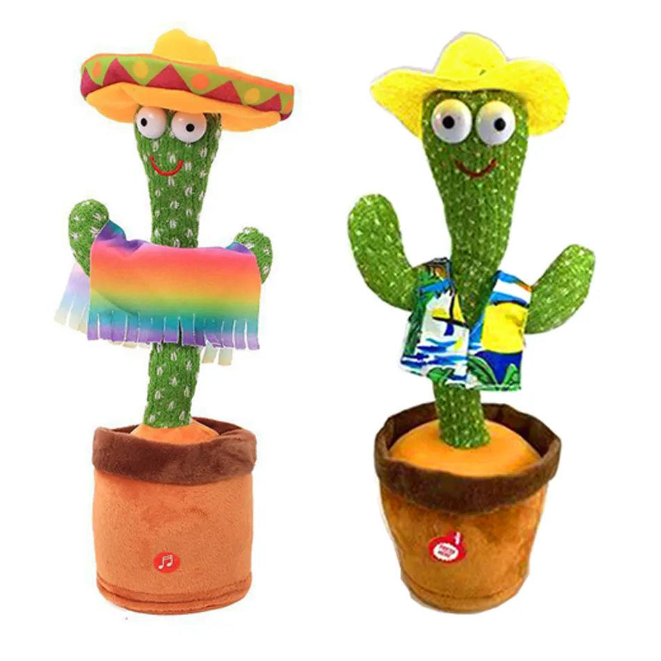 Hot Sale Cute Stuffed Flowerpot Electronic Twisting Dancing Cactus Doll Talking Singing Music Dancing Cactus Plush Toy