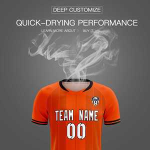 Jersey/Seragam Sepak Bola Klasik Bergaris Oranye Kustom yang Dapat Dipersonalisasi - Product Image 5