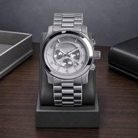 Montre à quartz avec boîtier en acier inoxydable massif et bracelet en acier inoxydable, montre-bracelet pour homme d'affaires, logo personnalisé