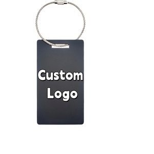 Étiquettes de bagages en aluminium personnalisées avec logo, étiquettes nominatives de voyage avec anneau métallique pour sacs à dos, valises et sacs - Product Image 1