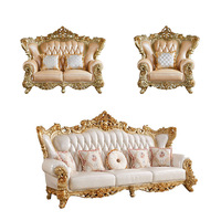 Französisches Luxus-Echtleder-Sofa-Set Türkische Königliche Handgeschnitzte Holzsofas Moderne Nordische Wohnzimmermöbel