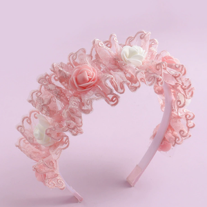 Diadema con flores, accesorio para el cabello, diseño original, serie rosa, tocado fresco y dulce para niña - Product Image 5