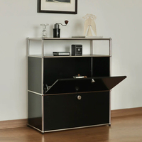 Buffet moderne en acier inoxydable, armoire de rangement modulaire combinable, 2 tiroirs, 5+ compartiments, meubles de salon