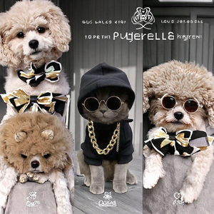 Tùy chỉnh 3 cái Pet trang phục thiết lập cho chó và mèo mùa hè mùa xuân in Puppy hoodie Kính mát Vòng cổ trang phục - Product Image 3