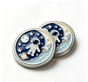 Épinglette en métal émaillé personnalisée sur le thème des missions spatiales, badge rond fusée et astronaute, pour cadeau, souvenir, accessoire de mode - Product Image 3