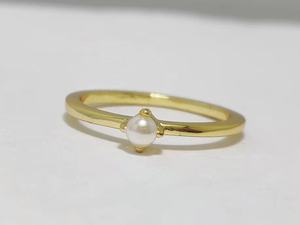 Bijoux Minimalistes Perle D'eau Douce Ronde <span class=keywords><strong>Solitaire</strong></span> 1 Gramme Or 9K Petite Filles Bagues Style Simple <span class=keywords><strong>Prix</strong></span> - Product Image 2