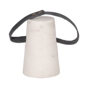Scultura a cono in marmo con manico in pelle per decorazione di casa, bagno, ufficio. - Product Image 1