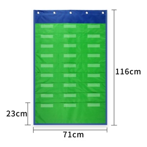 Back-to-school Green 420D Polyester PVC Classroom Wall Decoration File Homework <b>Storage</b> <b>Hanging</b> <b>Bag</b> 27 Pockets - Product Image 2