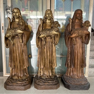 Statue de prière agenouillée grandeur nature en bronze coulé, Jésus, décoration personnalisée pour cimetière et église BLVE - Product Image 4