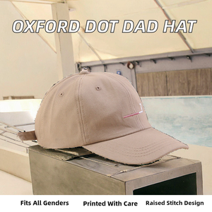 หมวกแก๊ปทรง Dad Hat ลายจุดแบบ Dobby ผ้าเทอร์รี่อ็อกซ์ฟอร์ดสั่งทำพิเศษ พร้อมปักลายตัวอักษร  ตัวล็อคแบบโลหะ  ดีไซน์ไม่แข็งตัว สำหรับขายส่ง - Product Image 2