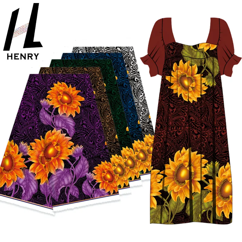 قماش من الشركة المصنعة للطلاء الزيتي بنمط الزهور الكبيرة من سلسلة فستان بتصميم بولينيزي
