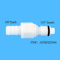 Raccord rapide tout plastique 3/8\" avec embout pour tuyau, valve intégrée, déconnexion rapide médicale, connecteur mâle pour liquide de refroidissement