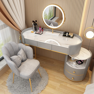 Espejo LED Moderno Ajustable con Iluminación, Tocador de Madera de Pino Sólido con Almacenamiento para Hotel, Apartamento, Dormitorio, No Requiere Instalación - Product Image 3