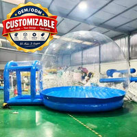 Kastil Tiup PVC Portabel Bertema Langit Berbintang yang Dapat Disesuaikan, Dilengkapi Blower dan Perlengkapan Perbaikan untuk Pesta dan Acara Luar Ruangan