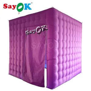 Customized 98.4*98.4*98.4 inch Purple Color Photo Booth Backdrop Portable Inflatable Cube Cabin House With Remote