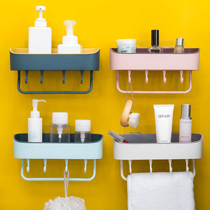 Non-perforated storage shelf bathroom kitchen wall hanging rack multifunctional plastic storage rack finishing rack