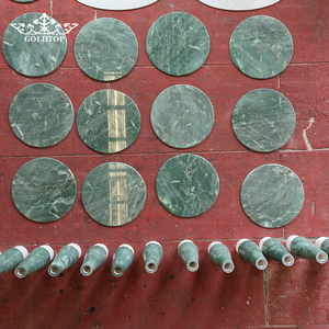 GOLDTOP Prix d'usine en gros Plateaux de table ronds en marbre vert émeraude poli pour projets de mobilier de salle à manger d'hôtels de luxe - Product Image 3