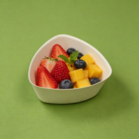 Bol triangulaire jetable en bagasse de canne à sucre, compostable, biodégradable, de qualité alimentaire, pour crème glacée, salade, apéritif