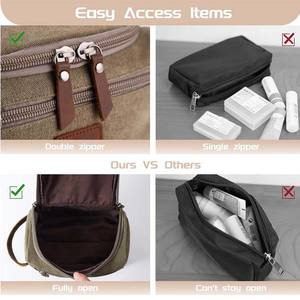 Trousse de toilette en toile pour <span class=keywords><strong>homme</strong></span>, grande capacité, trousse de toilette portable pour <span class=keywords><strong>homme</strong></span>, organiseur de voyage, accessoire en <span class=keywords><strong>cuir</strong></span> - Product Image 6