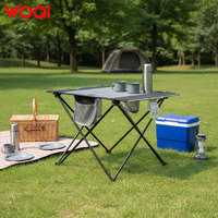 Table de camping en aluminium WOQI, portable, pliable, avec poche pour pique-nique et camping