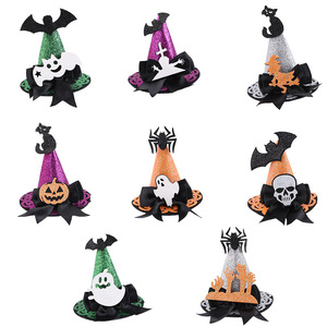 Mini chapeau de sorcière pour adolescents, pince à cheveux avec nœud, accessoire de déguisement pour Halloween, décoration de bal, chapeau de sorcier, épingle à cheveux en textile - Product Image 6