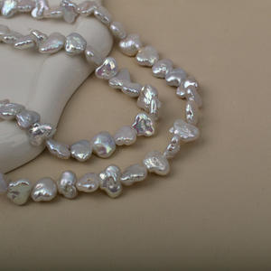 Juego de Accesorios para Collar y Pendientes Hechos a Mano, Perlas Sueltas de 12 mm, Naturales, Barrocas, de Trébol, Diamante, Perla Blanca, Dispersas, Púrpura - Product Image 2